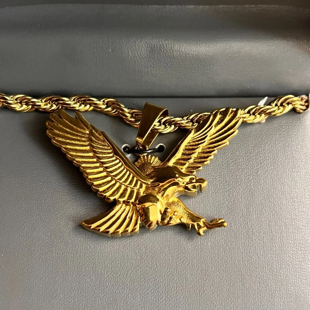 NEW Ed Hardy Gold Eagle Chunky Chain Mens Stainless Steel Necklace